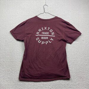 Y2K Brixton Shirt Men M Burgundy Red Short Sleeve Skater Surf Punk Graphic